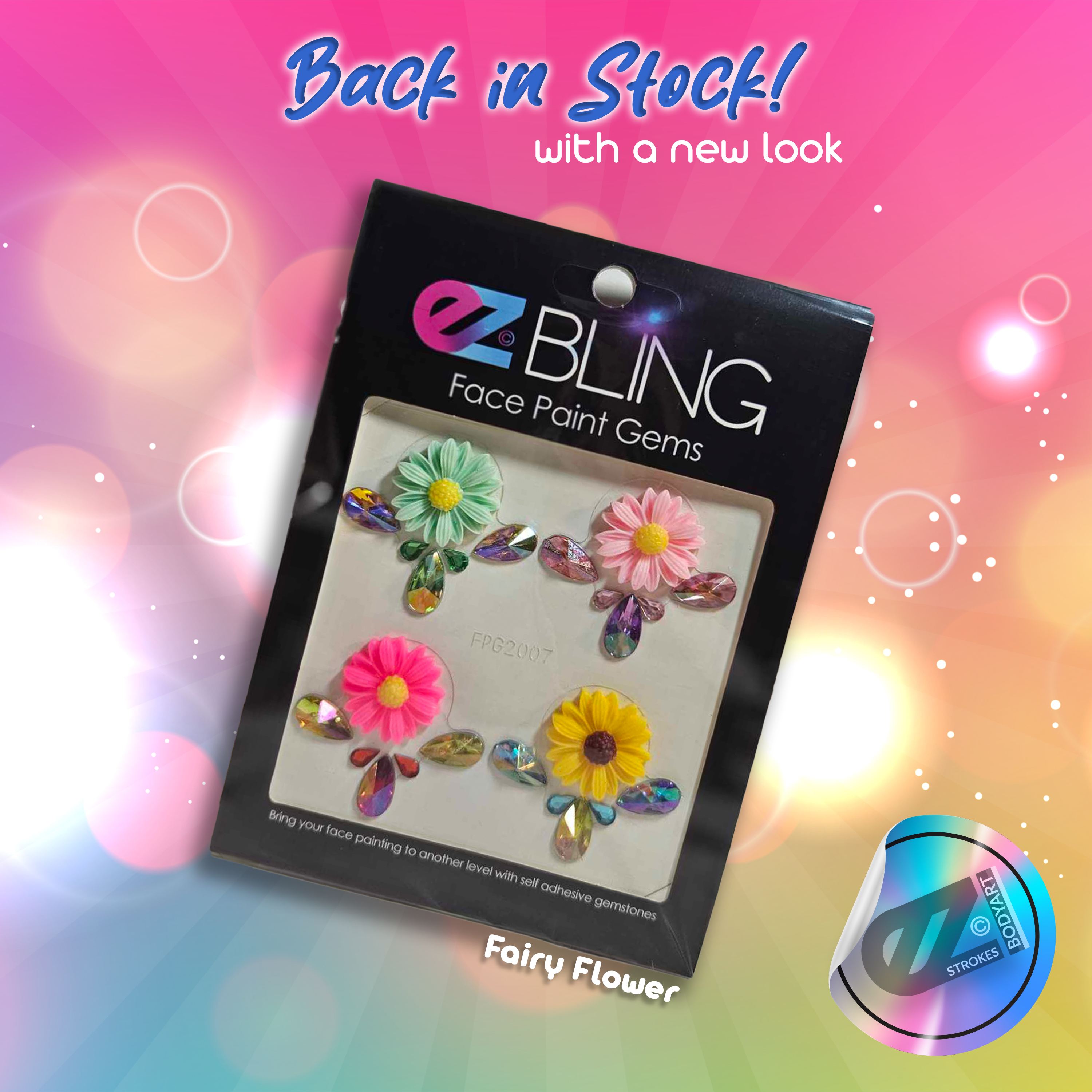 EZ Strokes Face Gem Fairy Flower Clusters Bling 4 pc. Bling – Vivid Glitter
